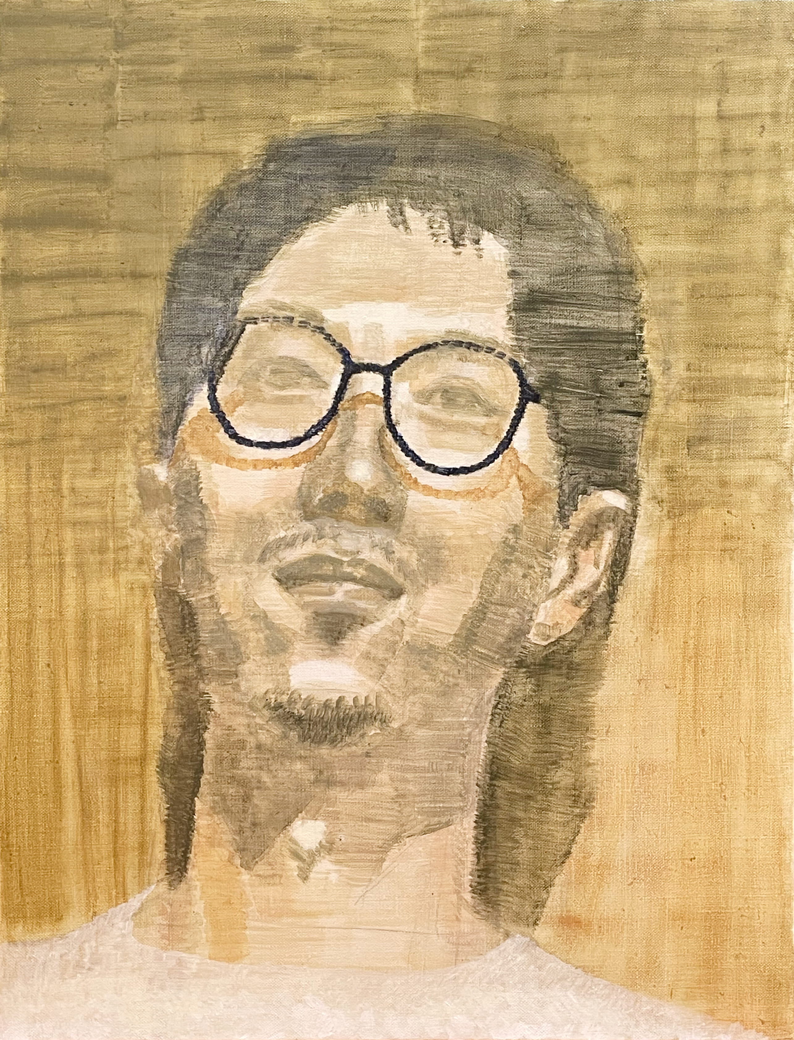 油絵で描いた、男性です。タイトルは男性です。2022年制作、サイズが530×410ミリです。